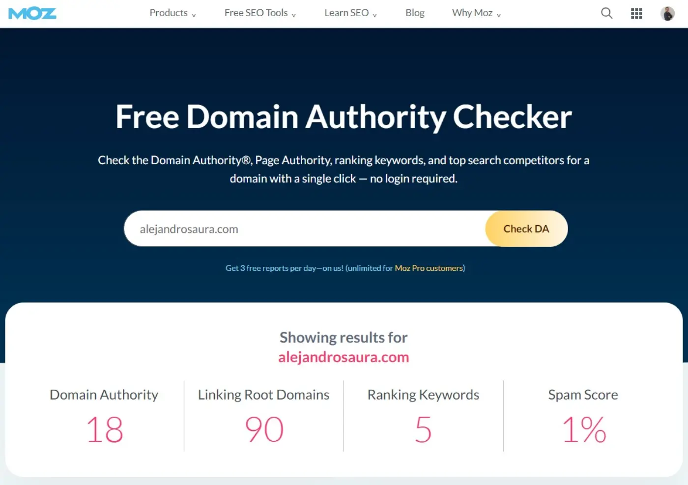 Moz Autoridad de Dominio